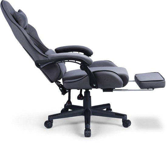 VDD - fauteuil de jeu avec repose-pieds - accoudoirs rembourrés - hauteur réglable - coussin de massage - gris
