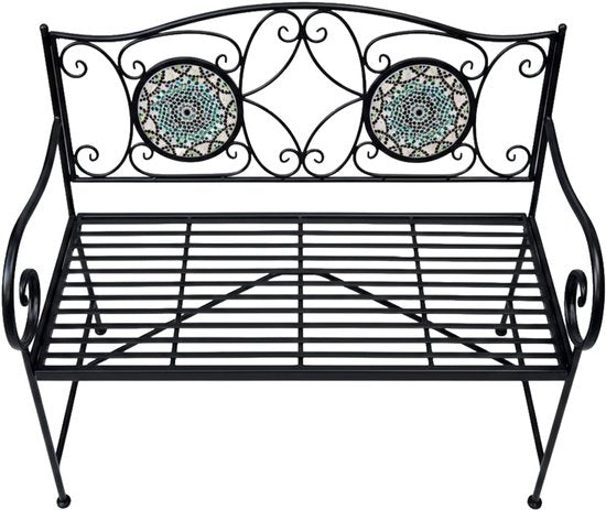 Banc de jardin AXI Margot Mosaïque multicolore – Banc de jardin en métal – 107 x 54 x 92 cm – Banc de jardin pour 2 personnes – Aspect mosaïque – Incrusté de carreaux de céramique – Pour le jardin, la terrasse et le balcon