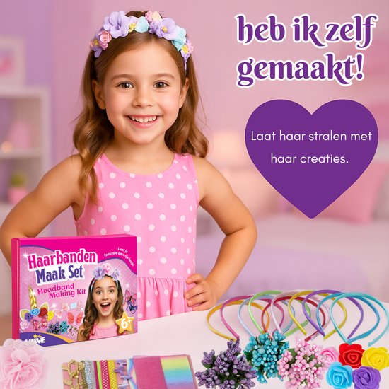 Vaive Hairband Craft Set 54-piece - Make 10 Hairbands - Headband Crafts for Girls - Jewellery Making - Craft kits