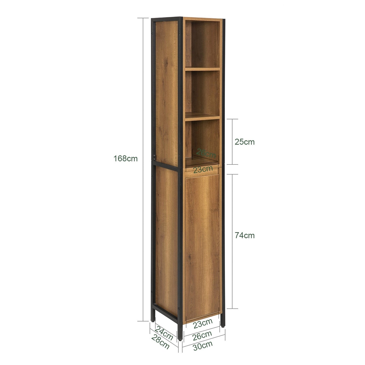 SoBuy Meuble colonne de salle de bain - 30 x 28 x 168 cm - Couleur bois