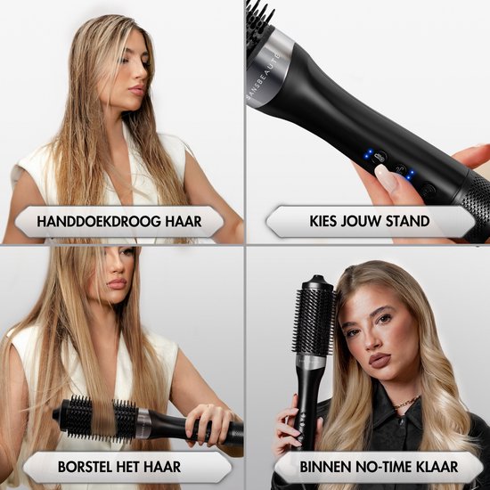 Sansbeauté® Wet-2-Dry Hairdryer Brush - Multistyler - Airstyler - Hairbrush - Curling Brush - Hairbrush - Styling Brush - Heat Brush - Volume and Curls - Rotating Cable