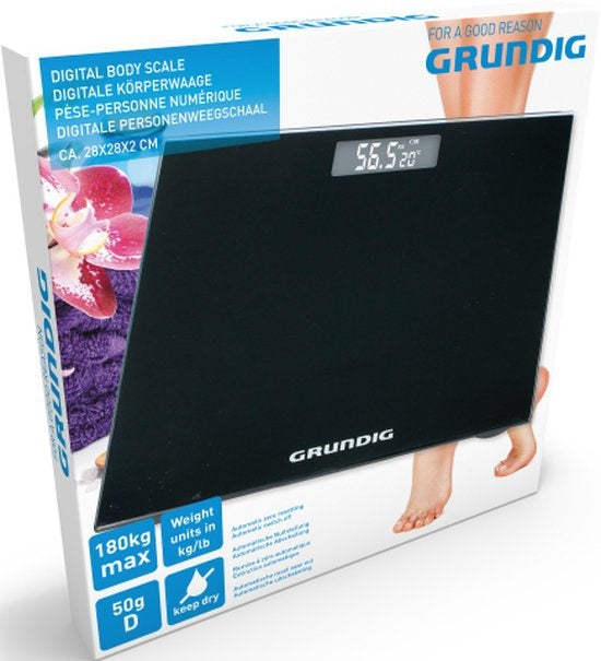 Balance - Grundig - Balance Personnelle Numérique - Pèse-personne numérique - précision 50g - 2 à 180 Kilo - De 2 à 180 Kilos - Noir