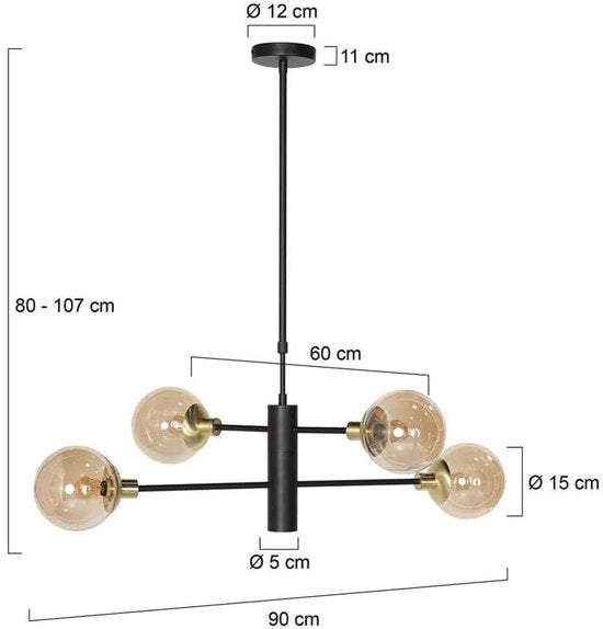 Steinhauer - lampe suspendue - Constellation - laiton - métal - Ø 90cm - E14 - 3805ME