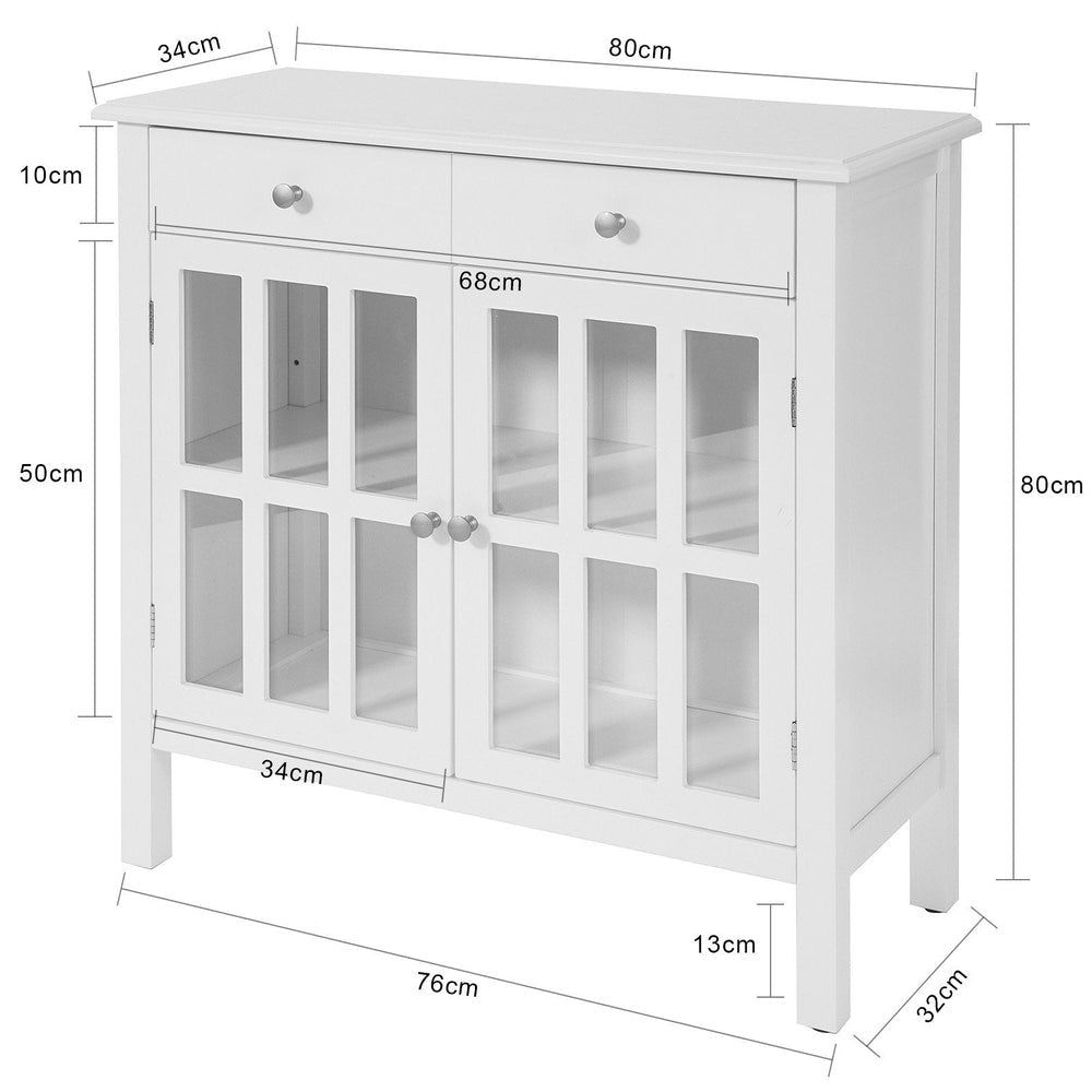 SoBuy FSB23-W Meuble de cuisine avec 2 tiroirs et 2 portes - Blanc - 80x80x34 cm - Rustique