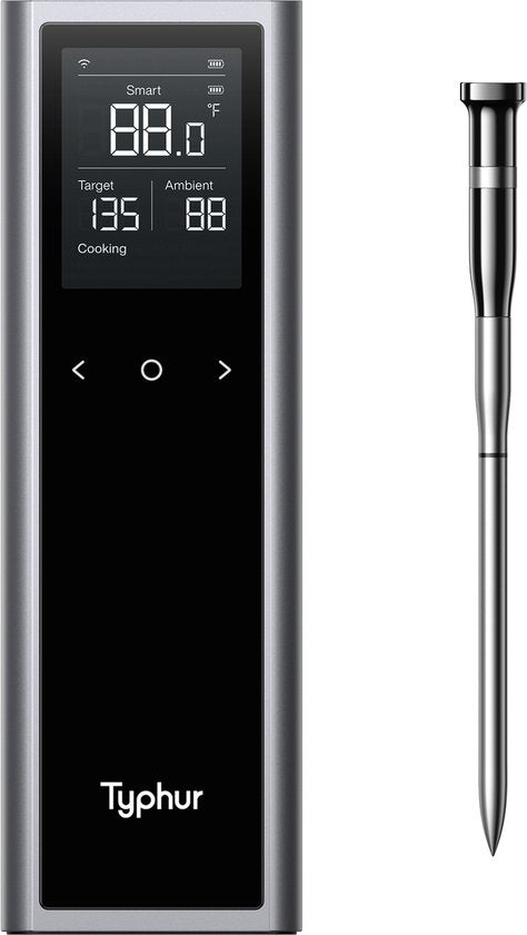 Typhur Sync One - Sonde à 6 capteurs - Thermomètre à viande sans fil - Thermomètre pour barbecue - Bluetooth et Wi-Fi - Étanche et résistant à la chaleur - Autonomie de la batterie jusqu'à 50 heures - Intégration intelligente via une application - Compact