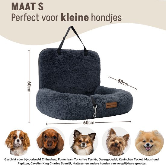 By Cee Cee Dog Basket Car - Original Car Dog Basket - Car Seat Dog Back Seat - Car Basket Dog - Car Seat Dog Blanket - Car Seat Dog - Also For Side Seat - Dark Grey