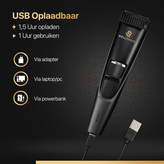 Wellshave Beard Trimmer Men Perfection - Tondeuse pour hommes - Tondeuse barbe et corps - Tondeuse cheveux hommes