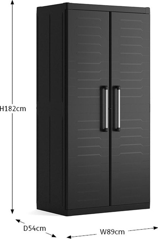 Keter Detroit XL Armoire haute - 4 étagères - 89x54x182cm - Noir