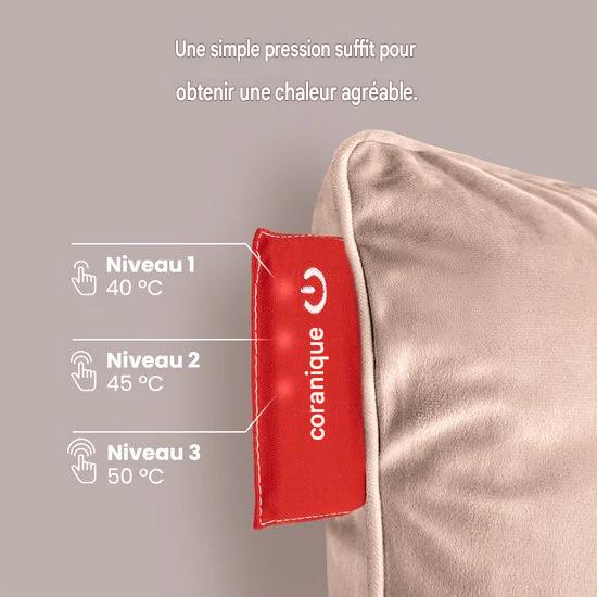 Auronic Coussin chauffant - Velours - 45x45 - rechargeable sans fil - oreiller électrique - infrarouge - rose