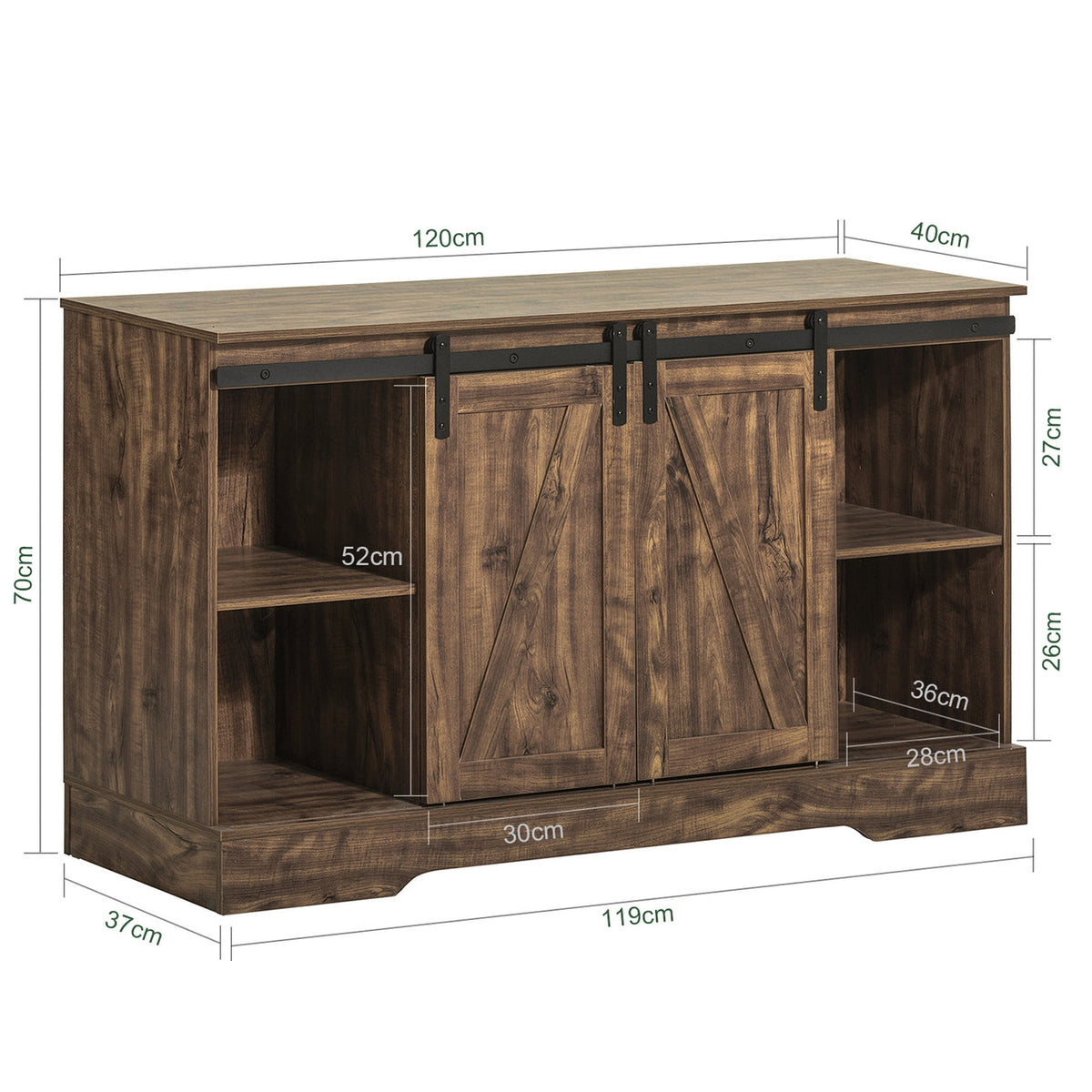 SoBuy FSB60-N Armoire de rangement avec porte coulissante - Rustique - 120 x 40 x 70 cm