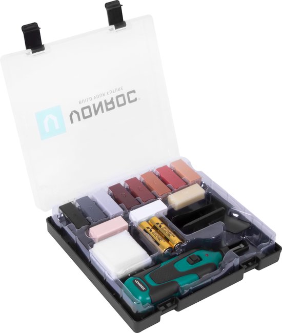 VONROC Kit de réparation pour stratifié et bois - 11 couleurs mixables et piles incluses