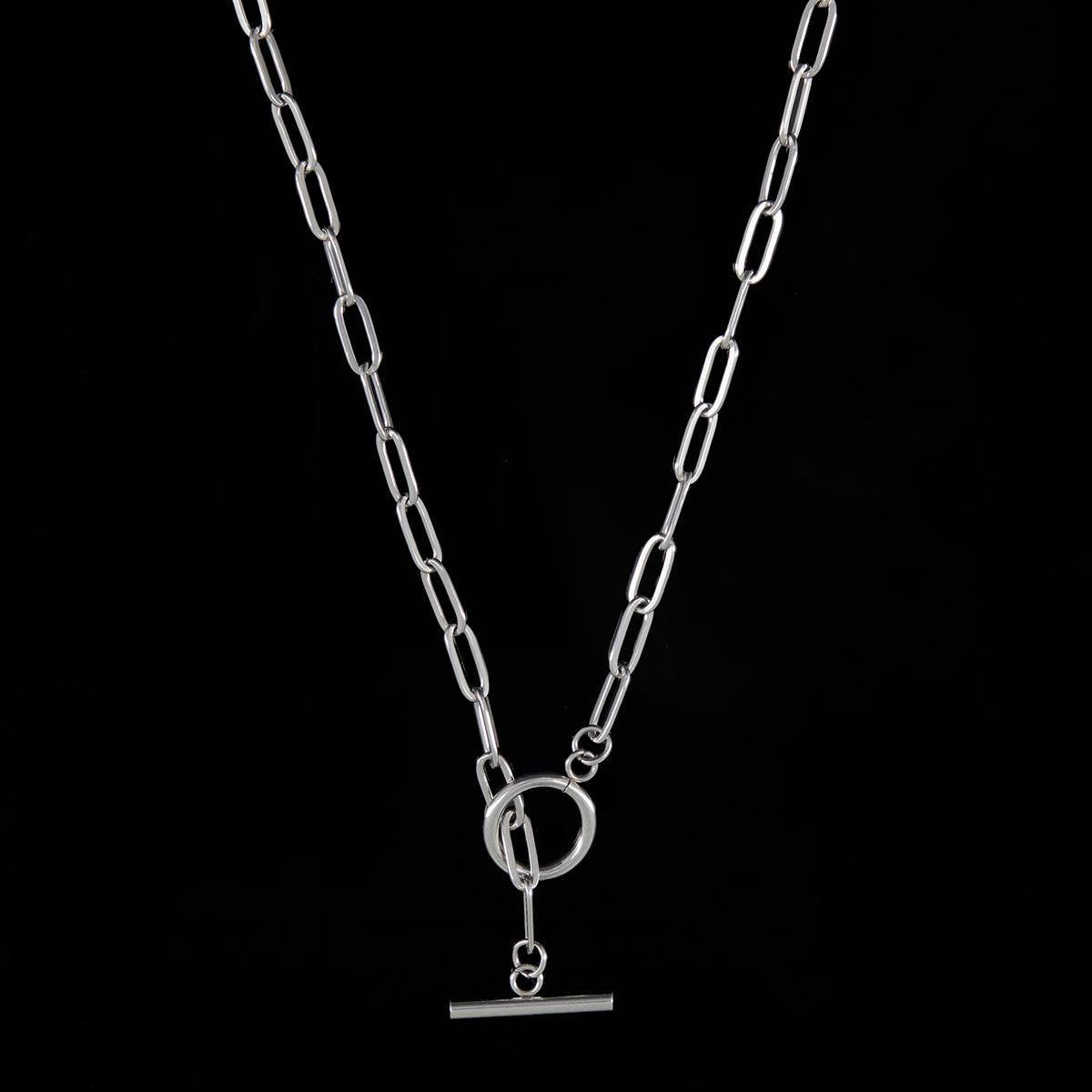 Laura Ferini Ladies Necklace Catena Silver - Silver Link Chain - 18K White Gold Plated - Necklace - Necklace - Jewellery - Accessories - Ladies Necklace
