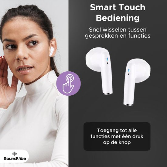 SoundVibe® - Ecouteurs sans fil avec suppression des bruits - Blanc - Ecouteurs Bluetooth - Ecouteurs avec suppression des bruits - Ecouteurs sans fil - Ecouteurs sans fil
