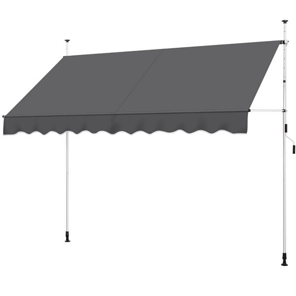 Yaheetech Auvent à fixation par pinces - Auvent de balcon avec manivelle 250 x 180 cm - Beige - Sans perçage