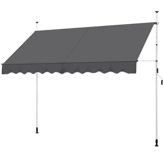 Yaheetech Auvent à fixation par pinces - Auvent de balcon avec manivelle 250 x 180 cm - Beige - Sans perçage