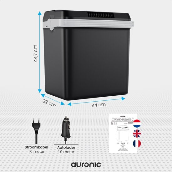 Auronic Electric Coolbox - Coolbox - 25L - 12V et 240V - Noir