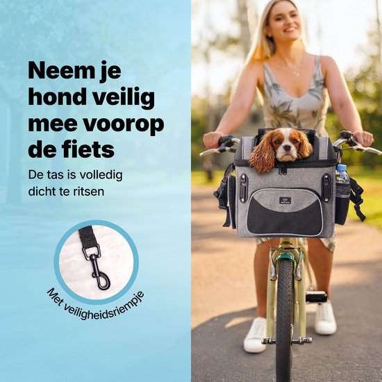 Panier pour chien Jake et Jacky - Panier pour chien à l'avant du vélo - Panier pour chien à vélo - Siège auto pour chien - Petits chiens (max. 8 kg) - 39 x 28 x 34 cm