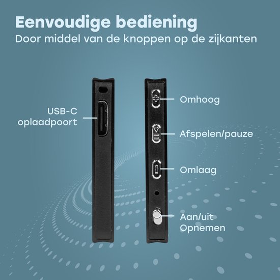 Audyn Voice Recorder - 200 heures d'enregistrement audio - écoute à distance - dictaphone - enregistrements HD à 360° - 16 Go - noir