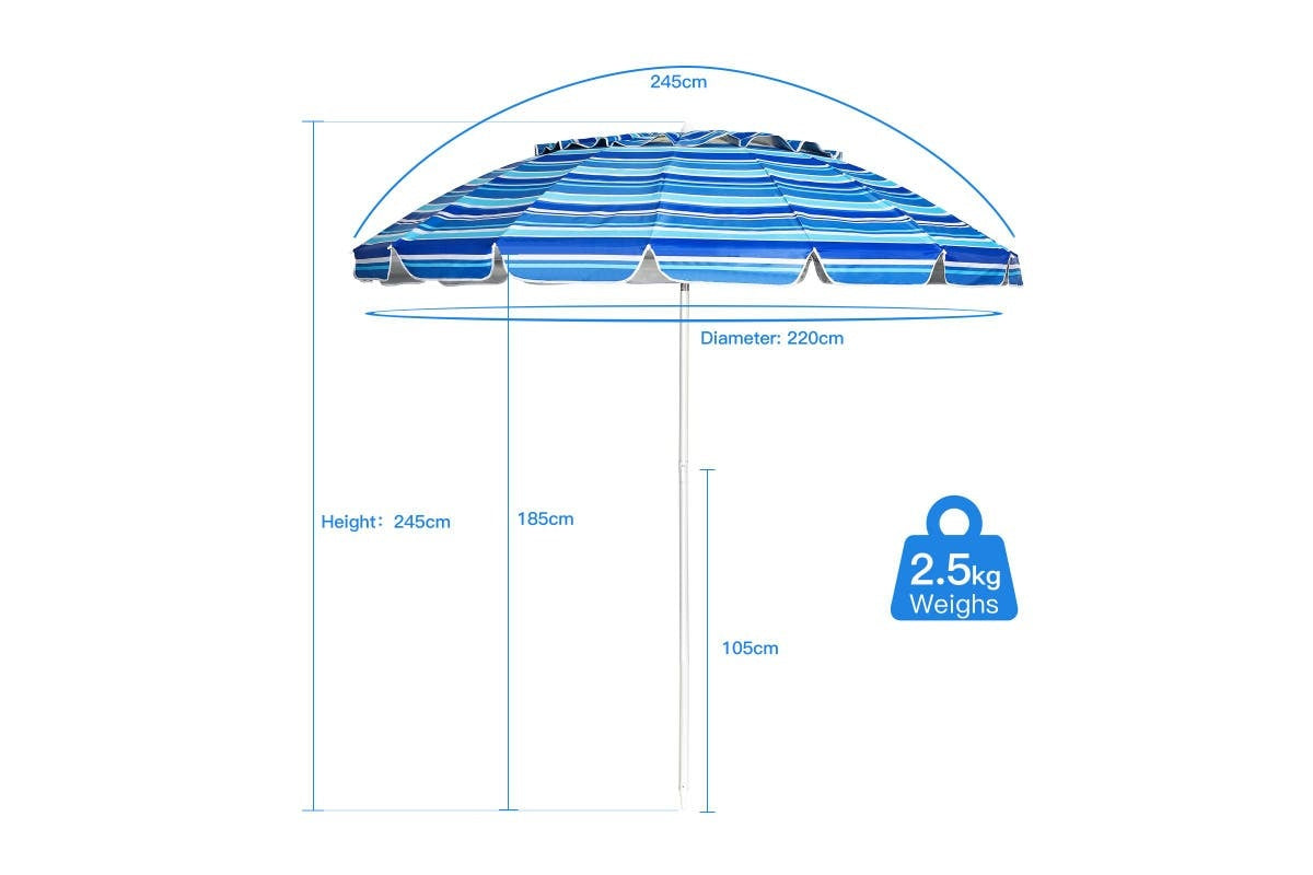 Parasol Coast - 245cm - Bleu