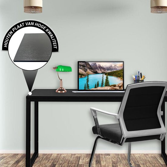 Bayt Desk - Bureau noir - Bureau d'ordinateur - Table d'ordinateur - Table de bureau - 120 x 50 x 76 cm
