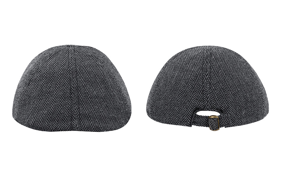 Casquette plate Milanoro en gris - Laine mélangée élégante pour les jours froids - Motif à chevrons intemporel