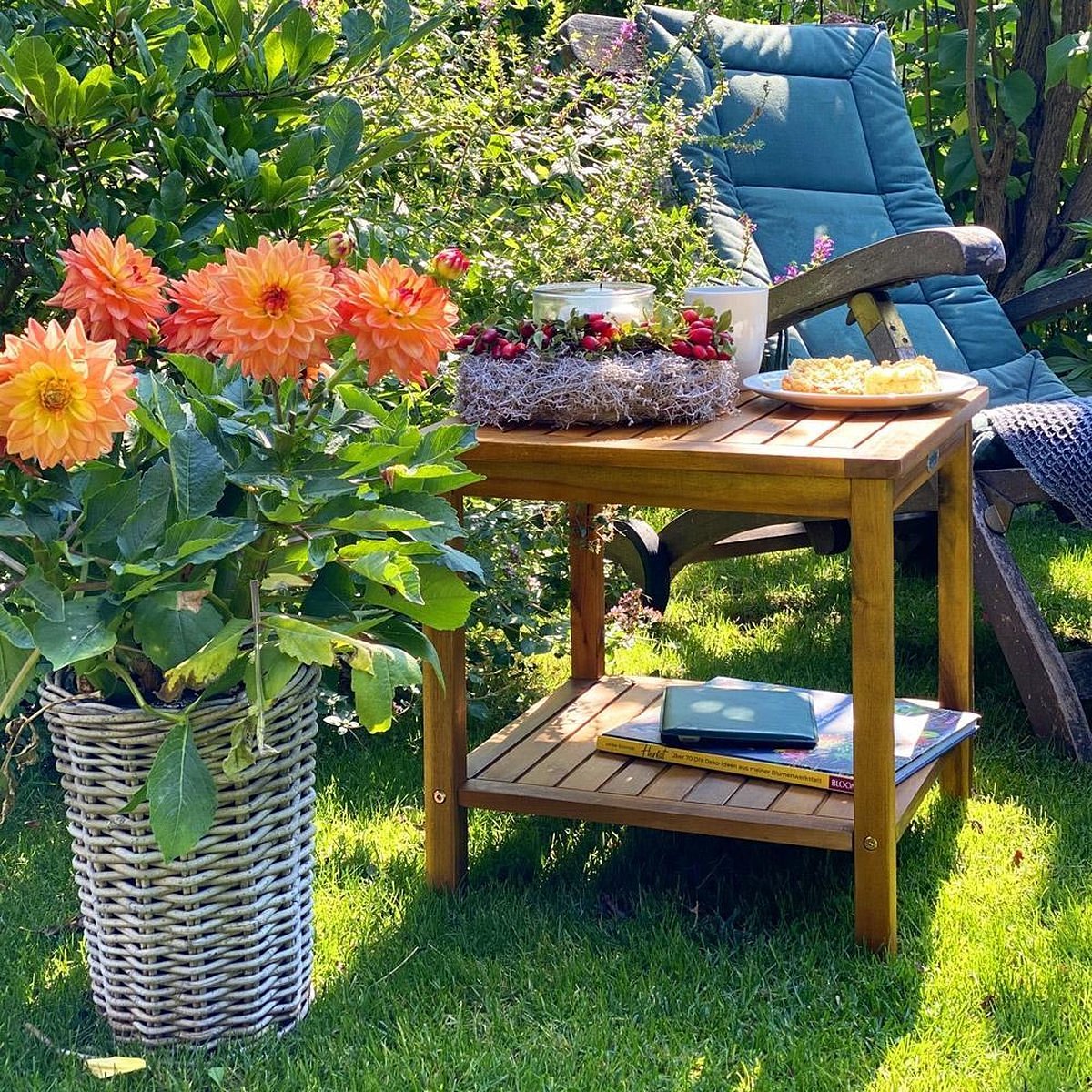 Table d'appoint Casaria Washington en bois d'acacia - Marron - 45 x 45 x 45 cm