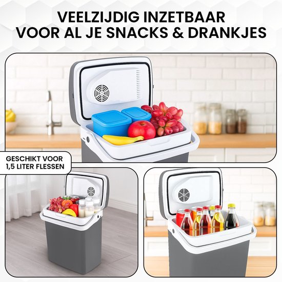 Outbee Coolbox - Coolbox électrique 12v 230 volt - Coolbox voiture - 21L - Convient aux bouteilles de 1,5 litre - Gris
