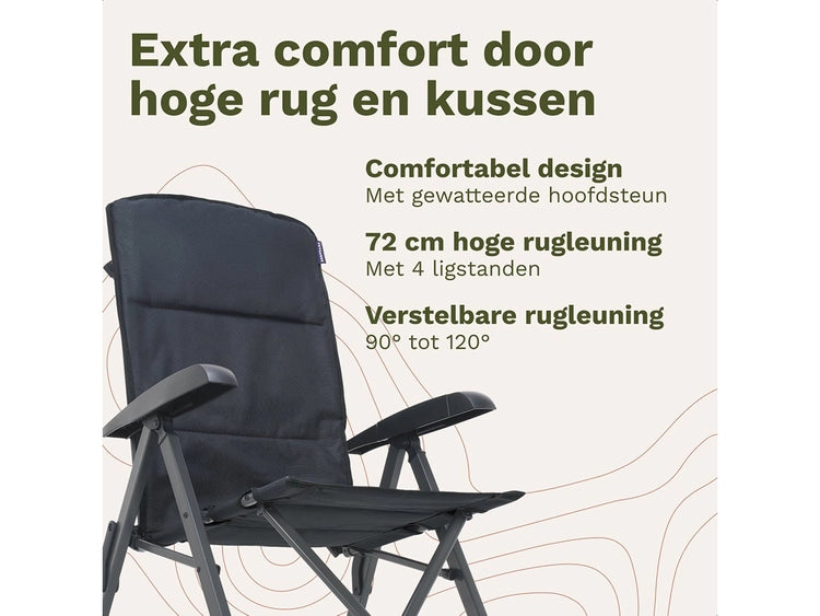TRVLMORE Chaise de camping - Luxe Soft - Pliable - Réglable - Gris