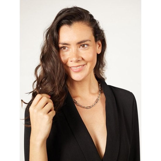 Laura Ferini Ladies Necklace Valentina Silver - Chaîne à maillons en argent - plaquée or blanc 18K - Collier - Collier - Bijoux - Accessoires - Chaîne à maillons pour dames
