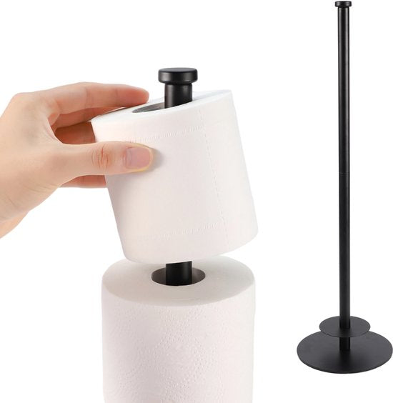 Porte-rouleau Duna - Porte-rouleau de WC - Porte-rouleau de toilettes - Sur pied - Sans perçage - Noir