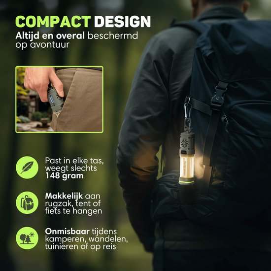 Répulseur Vulpes Goods® - Répulseur de moustiques 3 en 1 - Lampe anti-moustiques rechargeable, Powerbank et lumière - Pour le voyage, le camping, la randonnée - Intérieur et extérieur - 400LM - Magnétique - 10 coussinets parfumés supplémentaires inclus