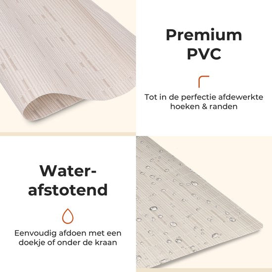 Sets de table Castagnola - Sets de table en plastique - Sous-verre - Sets de table en plastique et PVC - 6 pièces - 45 x 30 cm - Beige