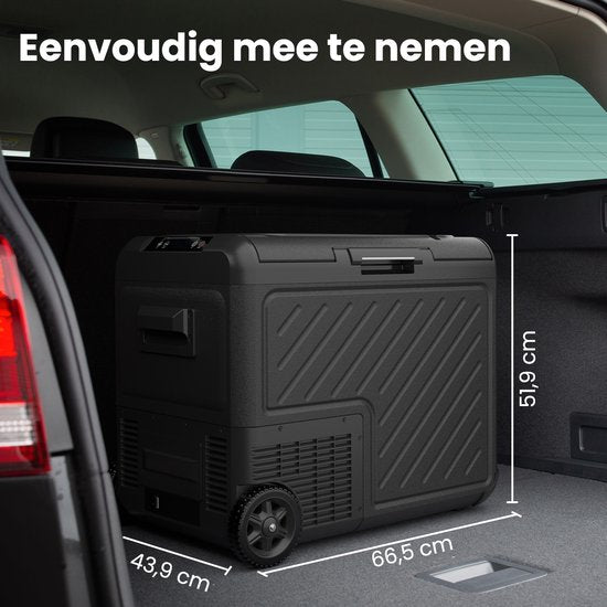 Auronic Electric Cool Box - Compresseur - Avec roues - 12V 230 Volt - Voiture - 50L - Noir/Gris
