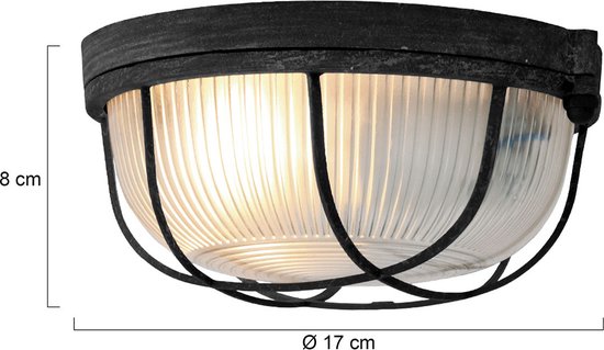 Plafonnier Lisanne 1342ZW | Métal noir et abat-jour en verre | Ø 17 cm, hauteur 8 cm | Mexlite | Design tendance pour l'intérieur