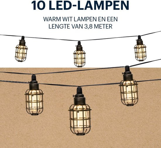 Guirlande lumineuse de jardin - 3,8 m - Solaire - LED blanc chaud