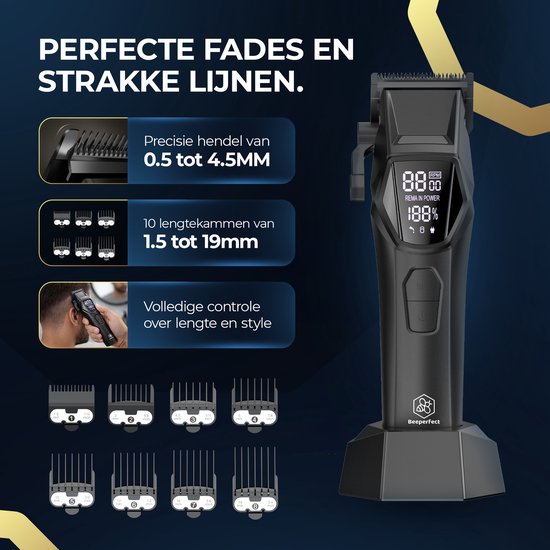 Tondeuse professionnelle sans fil - Beeperfect® - Tondeuse à cheveux pour hommes - Tondeuse à cheveux - Machine à cheveux pour coiffeurs - Tondeuse à cheveux - Tondeuse à barbe - Dispositif de coupe - Tondeuse à cheveux pour coiffeurs - Tondeuse pour coif