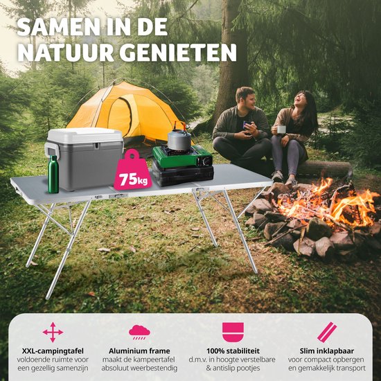 tectake® - Table de camping Table de camping Jumbo pliante - Structure en aluminium - 180 x 70 x 70,5 cm