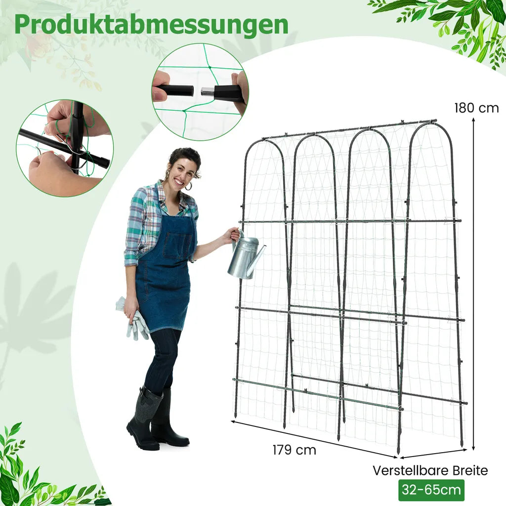 Coast Cucumber Rack Black - Support à plantes réglable avec filet - 179 x 32-65 x 180 cm