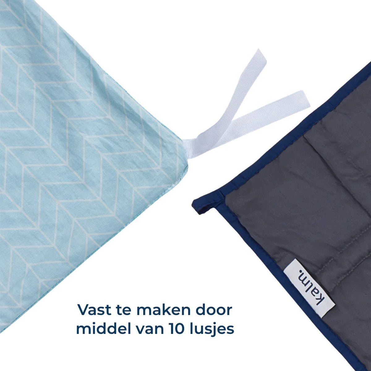 Kalm 4-Seizoens Duvet cover 2 Persoons - Verzwaringsdeken hoes - 200x220 cm - Luchtig & Ademend - Wit & Navy Blauw