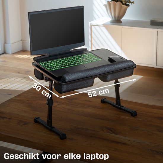CozySense® Table réglable pour ordinateur portable - Table de lit - Table de banc - Coussin pour ordinateur portable - Lap Pad & Laptop Tray - Table pour ordinateur portable - Pieds réglables
