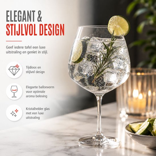 Verres à cocktail Alpina, lot de 4 - Verres pour gin tonic, Aperol Spritz et cocktails - Verre à gin tonic 73 cl - Set à cocktails - Verre