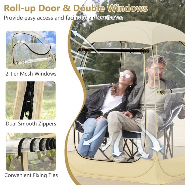 Tente de camping Coast Transparent pour 2 personnes - 128x128x158 cm - 3 saisons - Vue panoramique