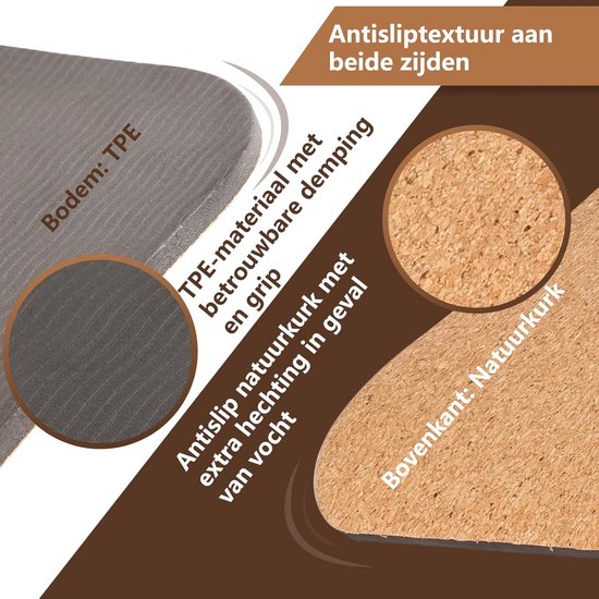 DH FitLife Tapis de yoga en liège et TPE, tapis 183 x 61 x 0,6 cm, tapis de fitness, antidérapant et écologique, tapis de sport naturellement autonettoyant, tapis de yoga avec lignes d'orientation (big lotos)