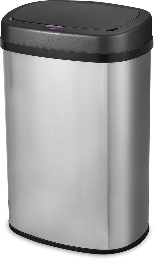 Bayt Poubelle - Poubelle 60 litres - Poubelle avec capteur - Poubelle - Corbeille - Métal - Argent