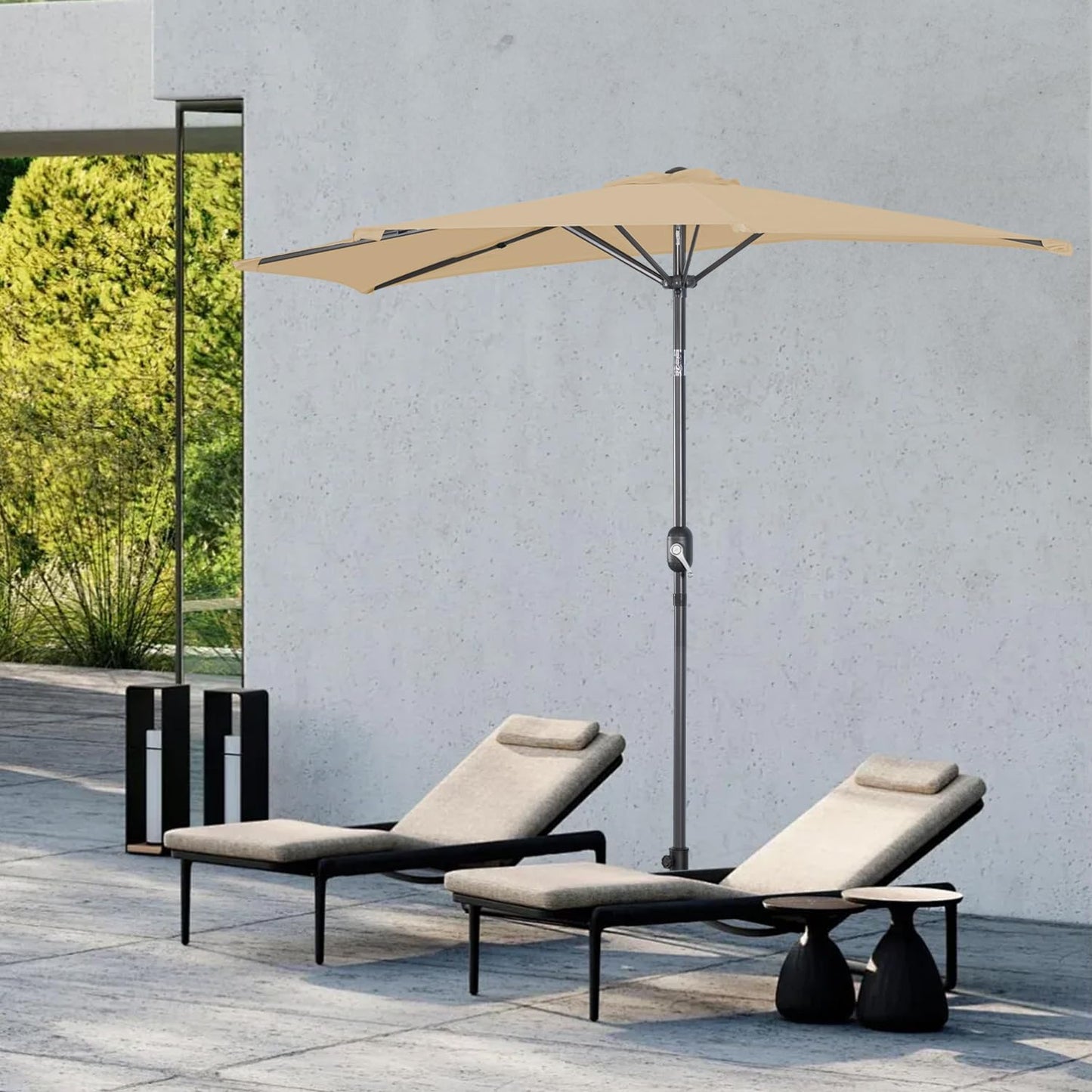 Angel Living Parasol de balcon - Semi-circulaire - 265 x 132 cm - Beige