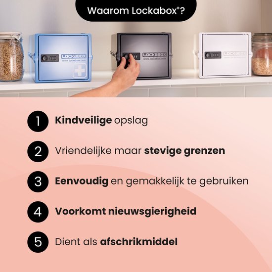 Lockabox One™ Boîte de rangement avec serrure à chiffres - Armoire à pharmacie verrouillable - Coffre-fort en polycarbonate - Résistant au réfrigérateur et au congélateur - 10,5 litres - 31 x 21 x 17 cm.