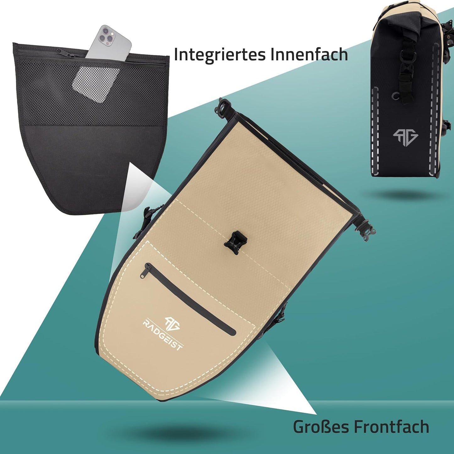 RADGEIST sacoche pour porte-bagages - 2X sacoche pour porte-bagages - sac à bagages étanche et sac à bandoulière - sacoche pour porte-bagages avec réflecteurs