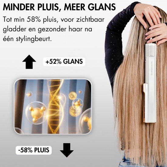 Sansbeauté® Sanstraight Straightener Wet-to-Dry with Travel Pouch - 2 in 1 - Hair Dryer & Straighteners - Coldshot - 80℃ to 140℃ - Hair Straigthener - Hair Straightener - Lisseur Cheveux - Alternative Steam Straightener