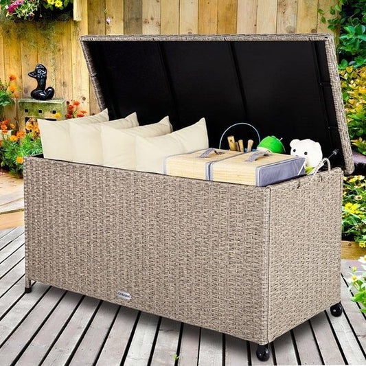 Casaria Boîte de rangement - Résistant aux intempéries 122x56x61cm 360L - Crème