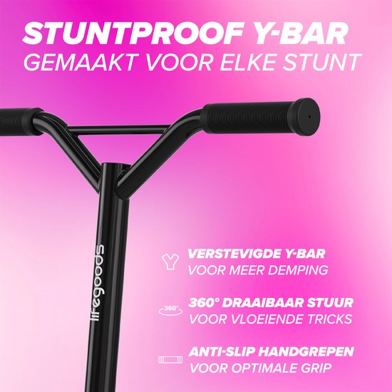 LifeGoods Stuntstep Fly X - 6+ Years - Marchepied pour enfants - Garçons/Filles - 100mm - 100KG - Noir/Rose